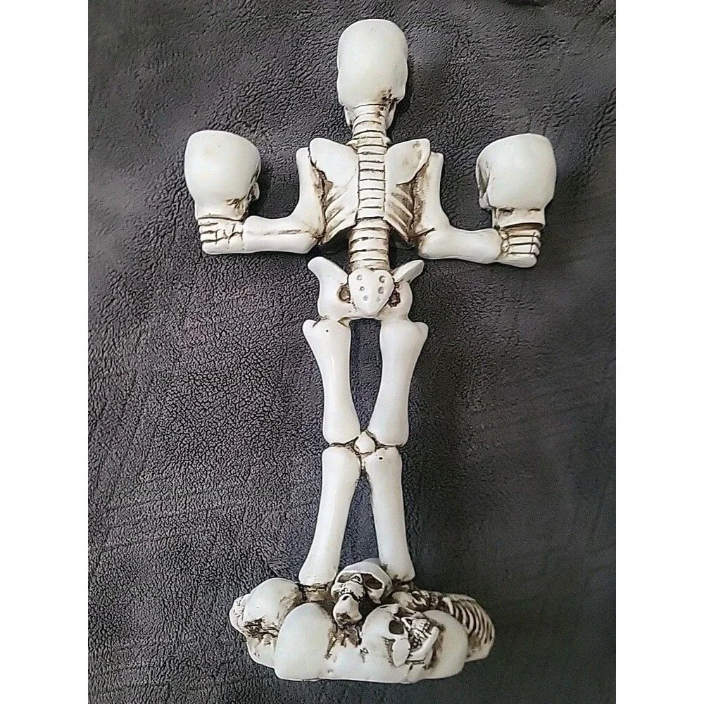 2 Martha Stewart Halloween Goth Skeleton Skull Candleabras Home Decor